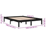 810001 Bed Frame without Mattress Black Solid Wood 140x190 cm
