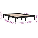 810001 Bed Frame without Mattress Black Solid Wood 140x190 cm