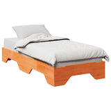Bed Frame No Mattress Stackable Wax Brown 75x190 cm Small Single Solid Wood 859213