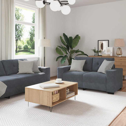 Sofa Set with Cushion 3 pcs Grey 221 x 78 x 80 cm Velvet 3324640