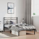 Metal Bed Frame without Mattress with Headboard Black 100x200cm 373686