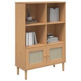 Bookcase SENJA Rattan Look Brown 90x35x130 cm Solid Wood Pine 358061