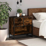 Bedside Cabinet Smoked Oak 60x31x60 cm Engineered Wood and Metal 848696