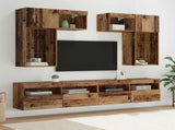 TV Wall Units Wall-mounted 6 pcs Black Oak Engineered Wood 3402788