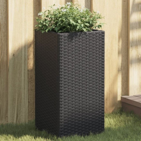 ZNTS Garden Planters 2 pcs Black 30x30x60 cm Poly Rattan 3210516