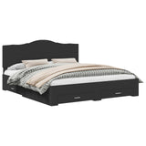 Bed Frame with Headboard Black 200 x 200 cm Engineered Wood 3413563
