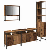 Bathroom Furniture Set with Door 4 pcs Old Wood Engineered Wood 3332601