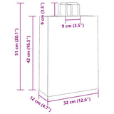 Paper Bags 250 pcs with Handles Red 32x12x42 cm 4101984