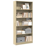 Bookcase Sonoma Oak 80x24x176 cm Engineered Wood 857855