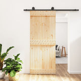 Sliding Door with Hardware Set 85x210 cm Solid Wood Pine 3203048