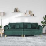 Fabric Sofa with Cushion 3 pcs Dark Green 208 cm Fabric 3335166