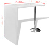 ZNTS Bar Table MDF with 1 Steel Leg High Gloss White 240819