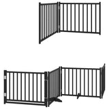 Dog Gate with Door Foldable 12 Panels Black 960 cm Poplar Wood 3155740