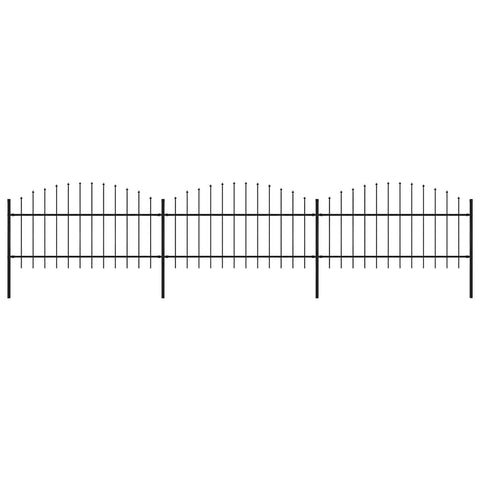 Garden Fence with Spear Top Steel 537x125 cm Black 277723