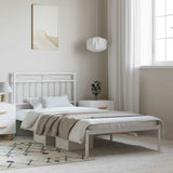 Metal Bed Frame without Mattress with Headboard White 100x200cm 373735