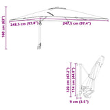 Garden Parasol Bordeaux Red 248.5 x 247.5 x 160 cm 42003239