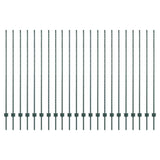 Green Fence Posts 22 pcs Green Metal 3335924