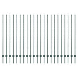 Embedded Fence Post 22 pcs Green 200 cm Powder-Coated Steel 3335926