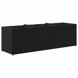 Garden Planter with 3 Pots Black 105x30x32 cm Poly Rattan 366416