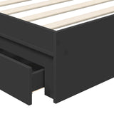 Storage Bed with Headboard Black 90 x 190 cm Engineered Wood 3411251