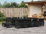 13 Piece Garden Dining Set with Cushions Black Poly Rattan 3210799