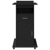 Lectern with Wheels & Drawer Black 55x55x107 cm Engineered Wood 848025