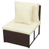 8 Piece Garden Lounge Set with Cushions Poly Rattan Brown 42992