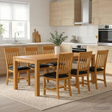 Dining Set 7 pcs Black Solid Oak Wood 3430388