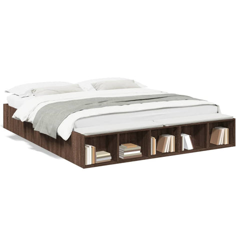 ZNTS Bed Frame without Mattress Brown Oak 200x200 cm 3280544