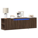 TV Wall Cabinet with LED Lights Brown Oak 135x31x39.5 cm 852389
