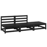 3 Piece Garden Lounge Set Black Solid Pinewood 805714