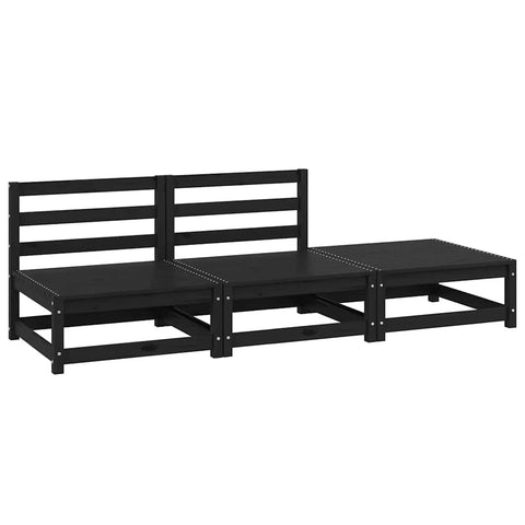 3 Piece Garden Lounge Set Black Solid Pinewood 805714