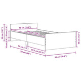 Bed Frame without Mattress Black Oak 90x190 cm Engineered Wood 862367