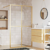 Walk-in Shower Wall with Clear ESG Glass Gold 140x195 cm 154951