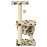 Cat Tree with Sisal Scratching Posts 65 cm Beige Paw Print 170549