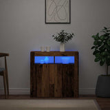 Sideboard with LED Lights Old Wood 80x35x75 cm Engineered Wood 856361