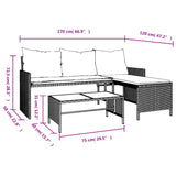 Garden Sofa with Table and Cushions L-Shaped Light Grey Poly Rattan 365577