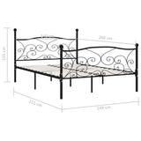 Bed Frame without Mattress with Slatted Base Black Metal 140x200 cm 284457