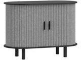 Tambour Sideboard with Fluted Sliding Doors, Modern Kitchen Cupboard with Storage Shelves and Wooden T3398P424866