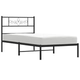 Metal Bed Frame without Mattress with Headboard Black 100x190cm 355261