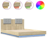 Bed Frame Sonoma oak Engineered wood, Plywood Double Bed Frame 3210012