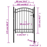 ZNTS Fence Gate with Arched Top Steel 100x125 cm Black 146369