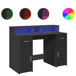 Desk with LED Lights Black 120x55x91 cm Engineered Wood 3309412