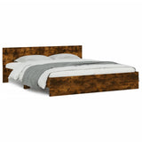 Bed Frame Smoked Oak Engineered Wood, Plywood Super King Durable 3207466