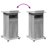 Lectern with Wheels & Drawer Grey Sonoma 55x55x107 cm Engineered Wood 848029