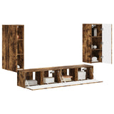 TV Wall Cabinet Set 4 pcs Smoked Oak Engineered Wood 3408921