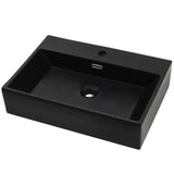 ZNTS Basin with Faucet Hole Ceramic Black 76x42.5x14.5 cm 142743
