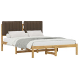 Bed Frame with Upholstered Headboard Whitewash and Taupe 904171