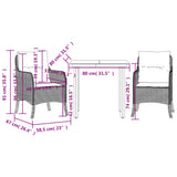 3 Piece Garden Dining Set with Cushions Grey Poly Rattan 3212011