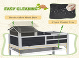 Wooden Tortoise Enclosure, Tortoise Tank w/ Adjustable Lamp Holder, Openable Lid, Removable Main T3398P350004
